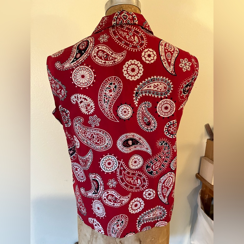Vintage 50s/60’s sleeveless bandana print blouse - Picture 4 of 4